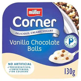 Muller Corner Vanilla Yogurt with Chocolate Balls 130g  Adomoo
